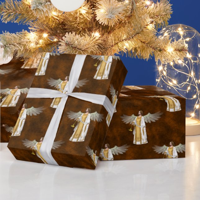 Golden Christmas Angels Wrapping Paper (Holidays)