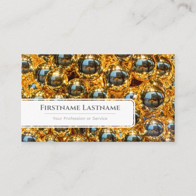 Golden Christmas balls professional Event Managers Business Card (Front)
