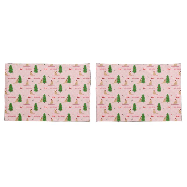 Golden Christmas Beach Day Pink Pillow Cases (Back-Set)