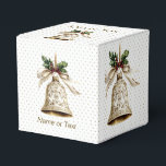 Golden Christmas Bell Shiny Stars Green Leaves Favour Box<br><div class="desc">Golden Christmas Bell Shiny Stars Green Leaves Favour Boxes. Unique,  beautiful,  stylish design. Easy to be personalised. Font style,  size and colours can be changed. Matching items available.</div>