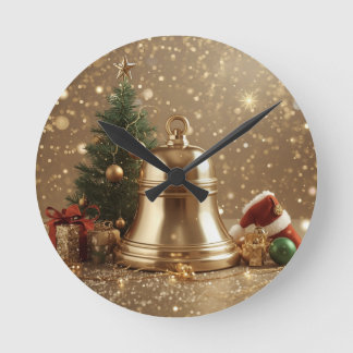 Golden Christmas Bell Wall Clock – Festive Holiday