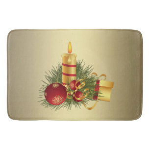 Golden Christmas Candle Bath Mat