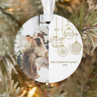 Golden Christmas Decoration Balls Photo Ornament