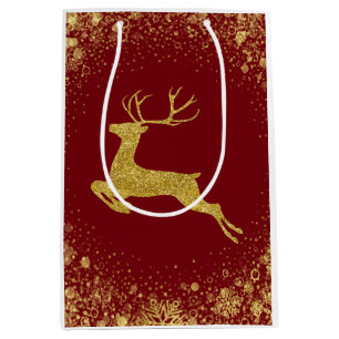 Golden  Christmas Deer elegant design Medium Gift Bag