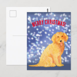 Golden Christmas Doodle Postcard