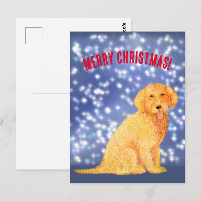 Golden Christmas Doodle  Postcard (Front/Back)