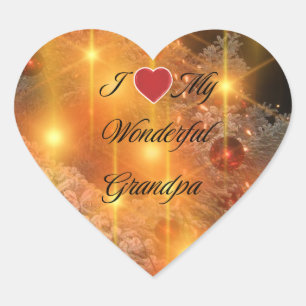 Golden Christmas for Grandpa Heart Sticker