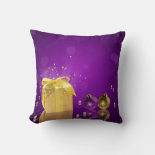 Golden Christmas Gift Box Cushion