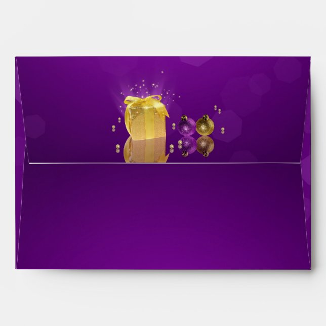 Golden Christmas Gift Box Envelopes (Back (Top Flap))