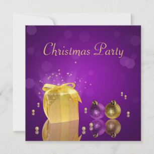 Golden Christmas Gift Box Invitation
