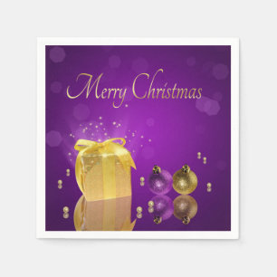 Golden Christmas Gift Box Napkin