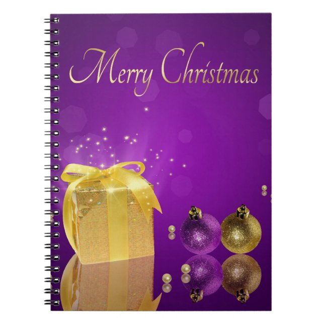 Golden Christmas Gift Box Notebook (Front)
