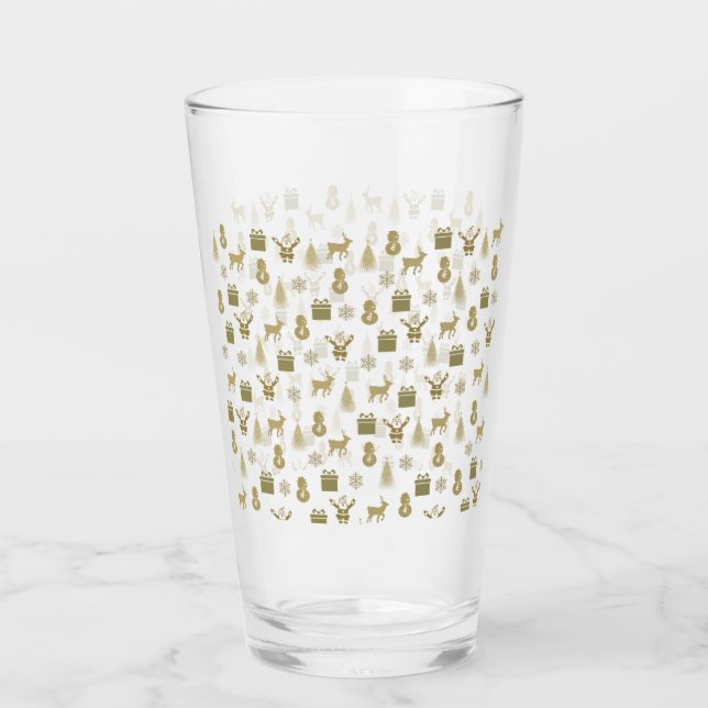 Golden Christmas glass tumbler (Front)