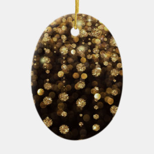 Golden Christmas Glitter Sparkles Ceramic Tree Decoration