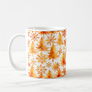 Golden Christmas, Gold pines and gold snowflakes Coffee Mug