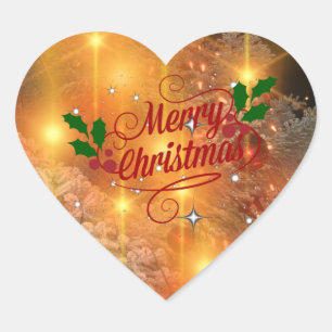 Golden Christmas Heart Sticker