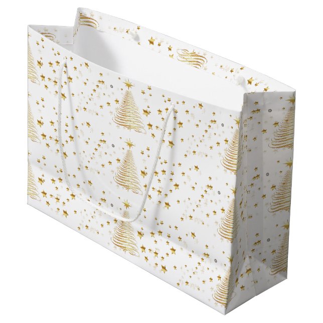 Golden Christmas Large Gift Bag (Front Angled)