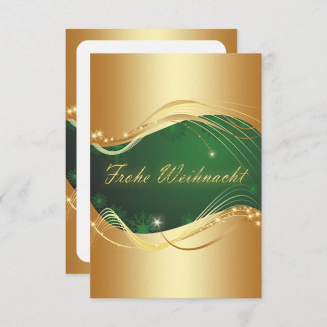 Golden Christmas Motif with Green Background Invitation (Front/Back)