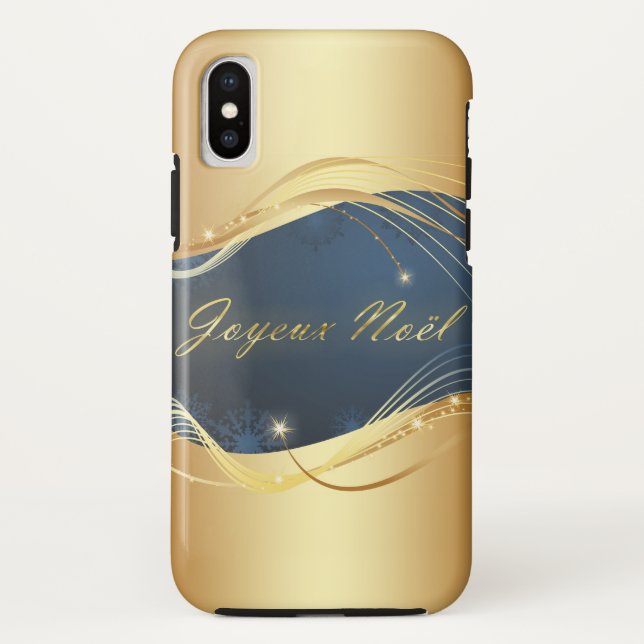 Golden Christmas motive with blue background... Case-Mate iPhone Case (Back)