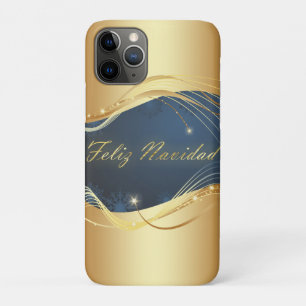 Golden Christmas motive with blue background... iPhone 11 Pro Case