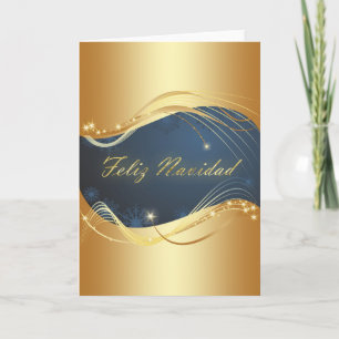 Golden Christmas motive with blue background... Holiday Card