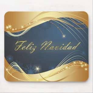 Golden Christmas motive with blue background... Mouse Mat