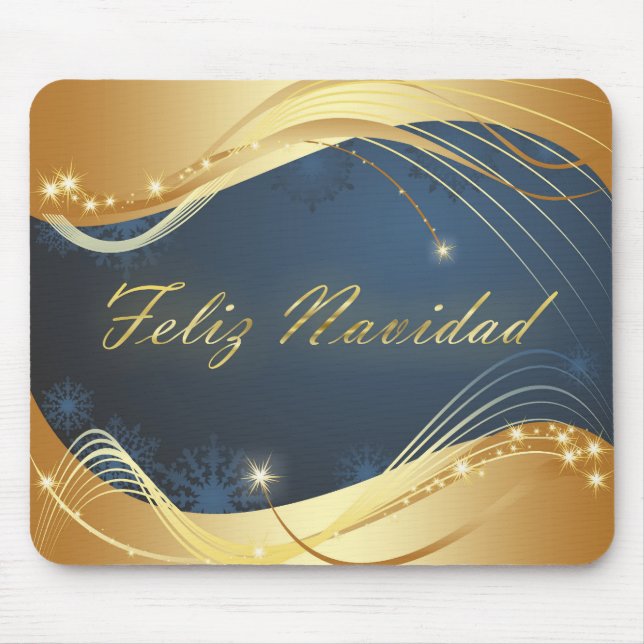 Golden Christmas motive with blue background... Mouse Mat (Front)