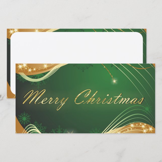 Golden Christmas motive with green background Holiday Card (Front/Back)