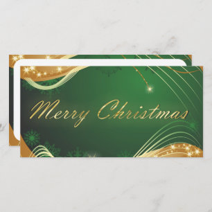 Golden Christmas motive with green background Holiday Card