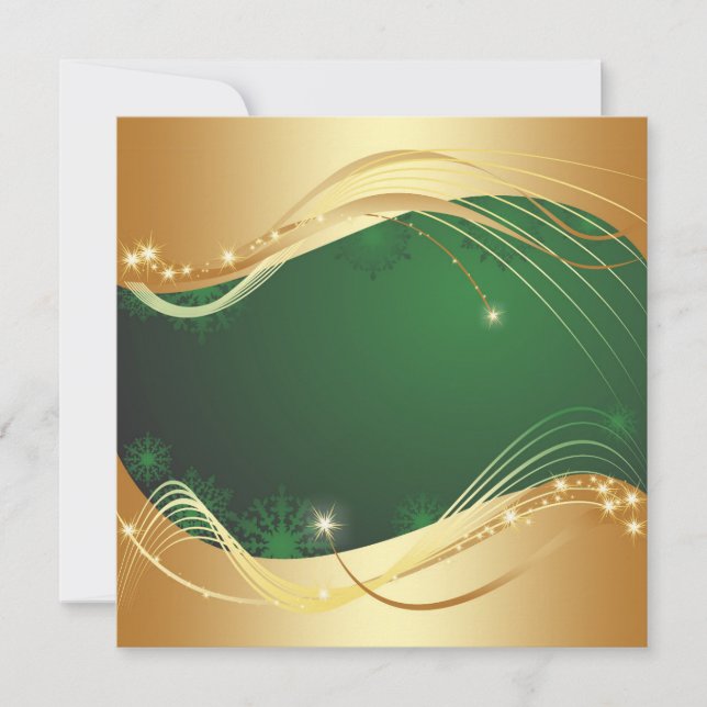 Golden Christmas motive with green background... Holiday Card (Front)
