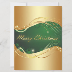 Golden Christmas motive with green background Holiday Card