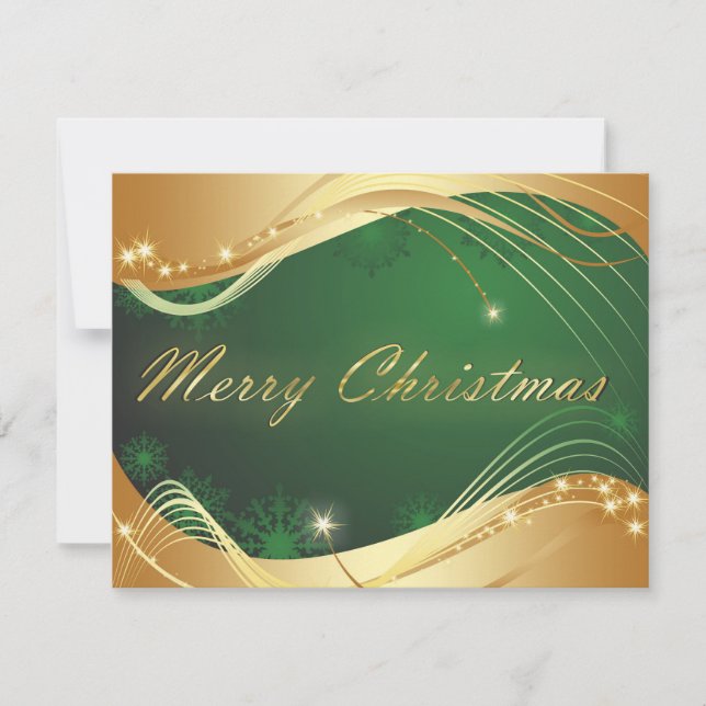 Golden Christmas motive with green background Invitation (Front)