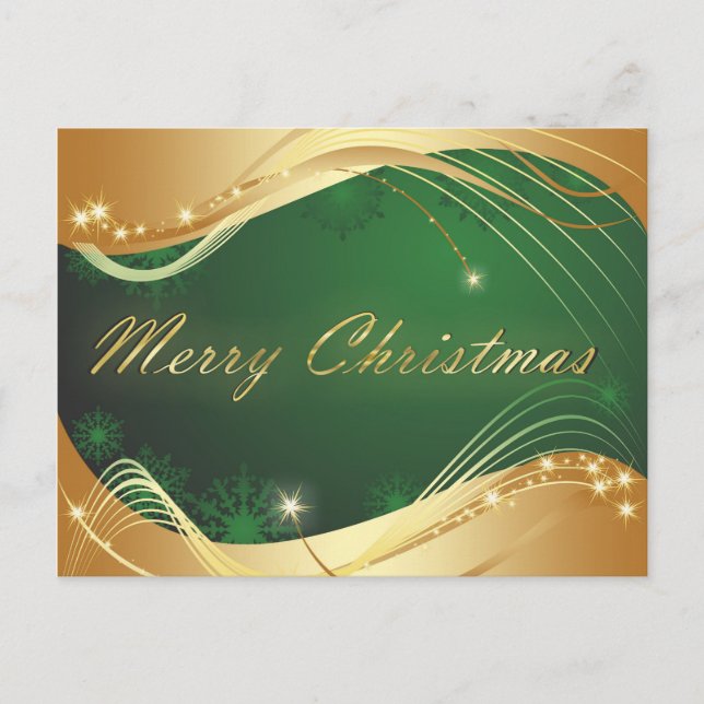 Golden Christmas motive with green background Postcard (Front)