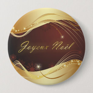 Golden Christmas motive with red background... 10 Cm Round Badge