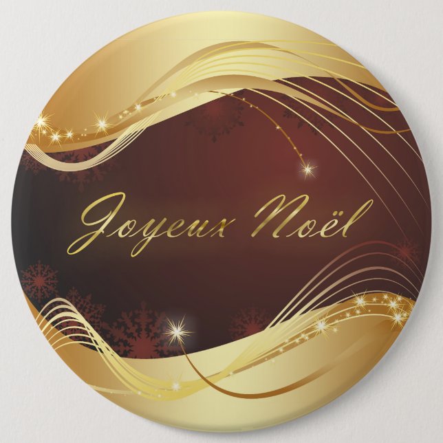 Golden Christmas motive with red background... 6 Cm Round Badge (Front)