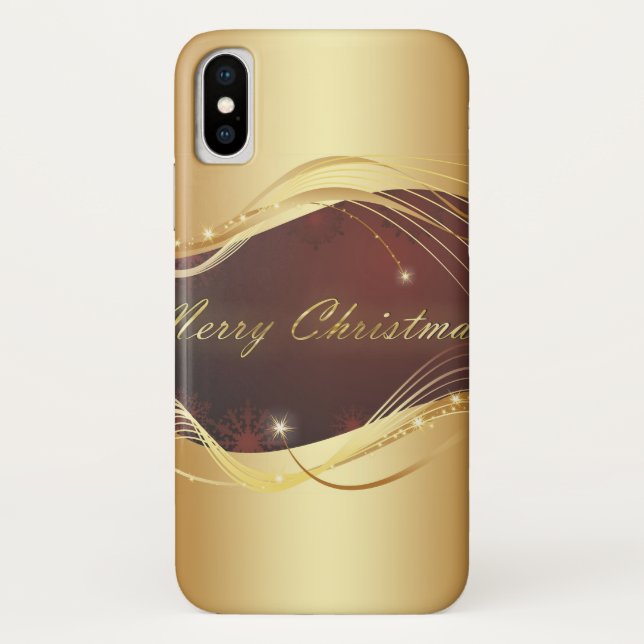 Golden Christmas motive with red background Case-Mate iPhone Case (Back)