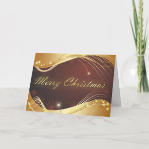 Golden Christmas motive with red background Holiday Card