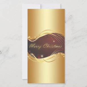 Golden Christmas motive with red background Holiday Card