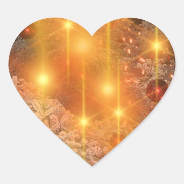 Golden Christmas Mug Heart Sticker (Front)