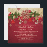Golden Christmas Ornaments Red Wedding Invite<br><div class="desc">Luxury style. Romantic and magic invitation for your unique and special wedding day. Wedding romantic invitations will make your wedding day more special and unique. Customised designs, text, and photos printed on basic paper. You can choose your own text, fonts and different type of papers. Perfect for your wedding day,...</div>