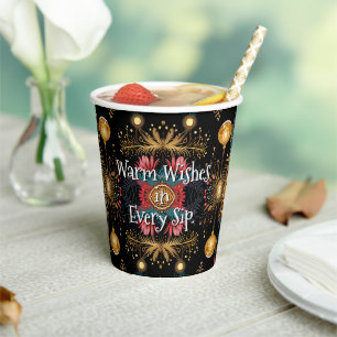 Golden Christmas Ornaments - Warm Wishes Paper Cups
