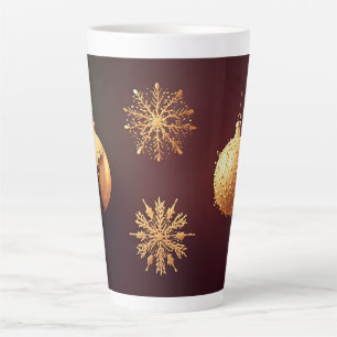 Golden Christmas Ornaments with Snowflakes Latte Mug