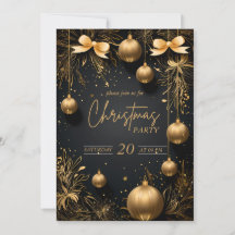 Golden Christmas Party Extravaganza Invitation 