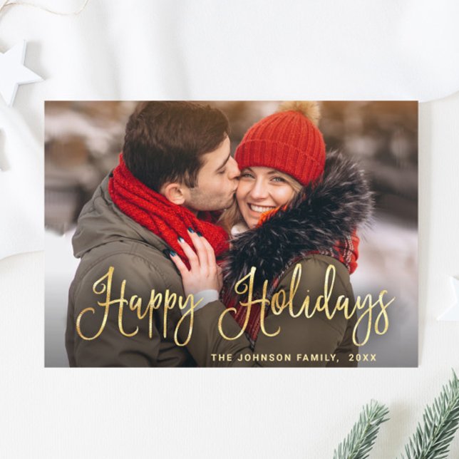 Golden Christmas PHOTO Holiday Magnetic Card (Creator Uploaded)