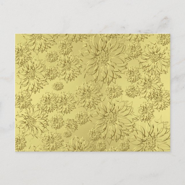 Golden Christmas Poinsettias on Foil Paper Holiday Postcard (Front)