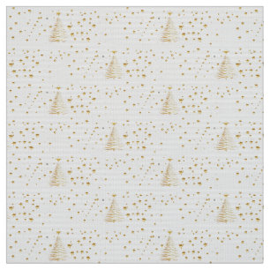 Golden Christmas Polyester Poplin Fabric