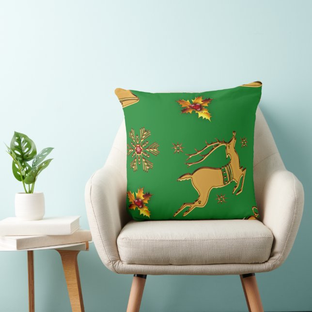 Golden Christmas Reindeer Cushion (Chair)