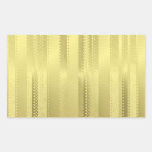 Golden Christmas Ribbon Stripes on Foil Paper Rectangular Sticker