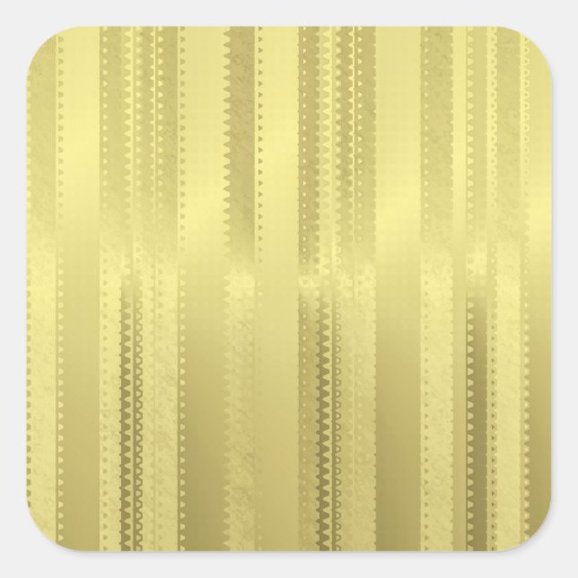 Golden Christmas Ribbon Stripes on Foil Paper Square Sticker (Front)
