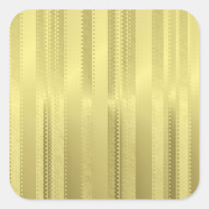 Golden Christmas Ribbon Stripes on Foil Paper Square Sticker